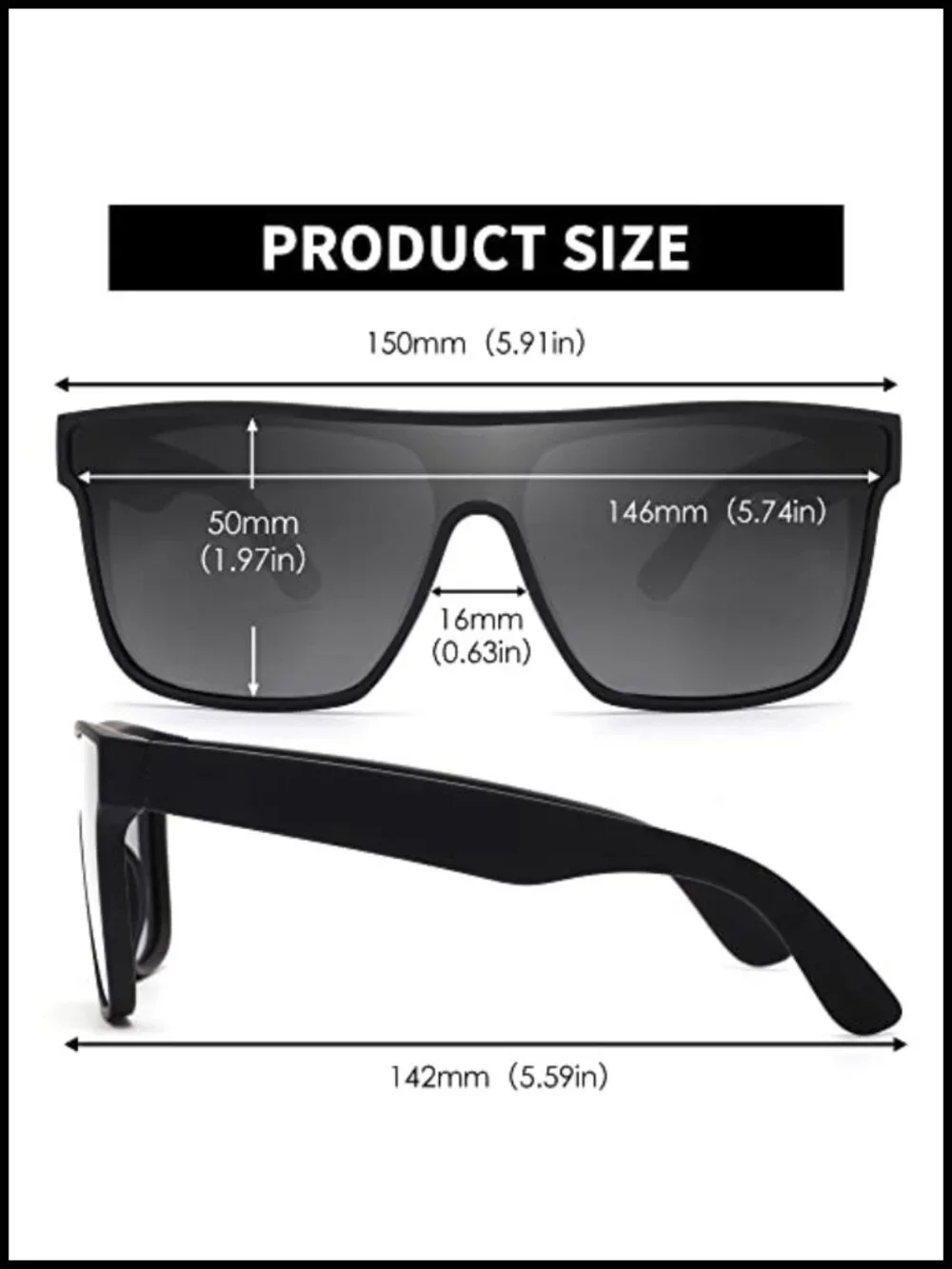 Oversized Square Polarized Shield Sunglasses UV400 Protection